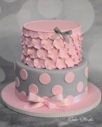 Pink and Grey Petal Ruffles and Dots