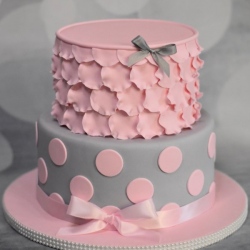 Pink and Grey Petal Ruffles and Dots