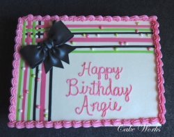 Bow and Stripes Sheet Cake