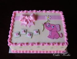 Pink Baby Elephant Sheet Cake