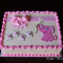 Pink Baby Elephant Sheet Cake