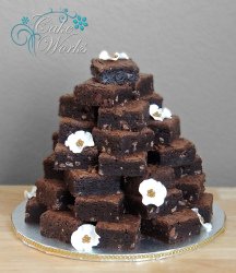 Brownie Tower with Sugar Flowers