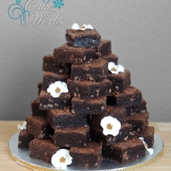 Brownie Tower with Sugar Flowers