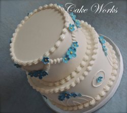 Wedding Cake Recreation with Blue Posies