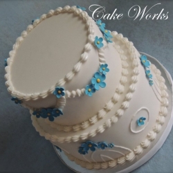 Wedding Cake Recreation with Blue Posies