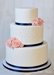 Scroll Stencil with Navy and Blush Accents