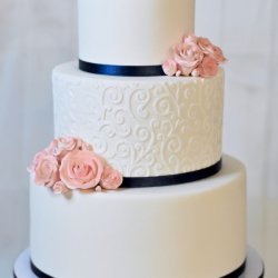 Scroll Stencil with Navy and Blush Accents