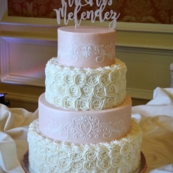 Rosettes and Stencil on Blush Buttercream