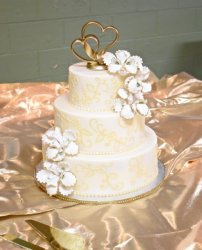 Gold Brush Embroidery on Buttercream