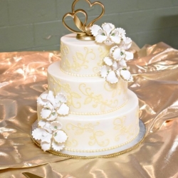 Gold Brush Embroidery on Buttercream