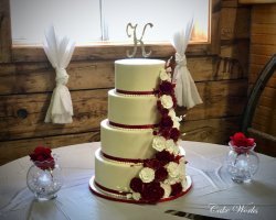 Cascading Red White Sugar Roses
