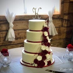 Cascading Red White Sugar Roses