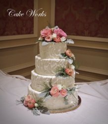 Rustic Buttercream and Cascade of Garden Flowers