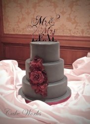 Charcoal Grey with Burgundy Petals