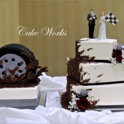 race theme wedding - muddy tire