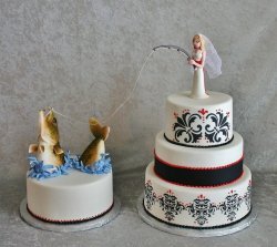 Fishing Bride with Walleye Groom's Cake