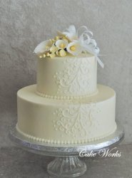 Scrolls on Buttercream with Sugar Cala Lily Topper