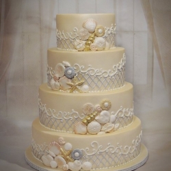 Elegant Shells on Champagne Fondant