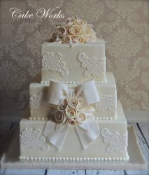 Vintage Lace and Ribbon Roses on Buttercream