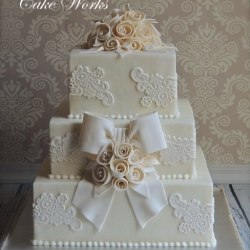 Vintage Lace and Ribbon Roses on Buttercream